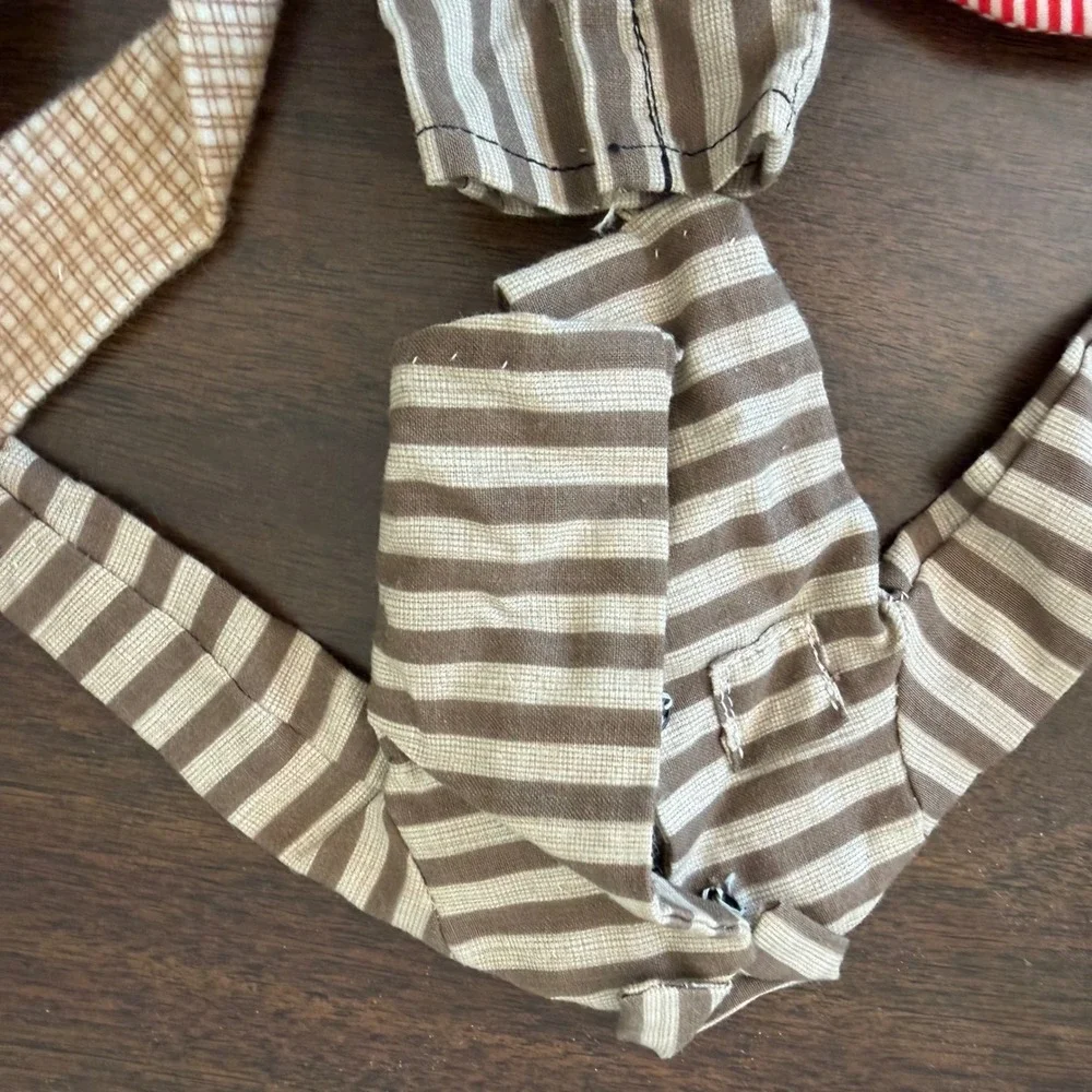Handmade Vintage Style Male Doll Clothing Lot Striped Pajamas Checkered Robe Ken
